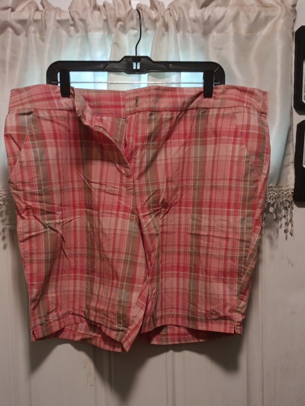 Basic Editions Pink Plaid Bermuda Shorts